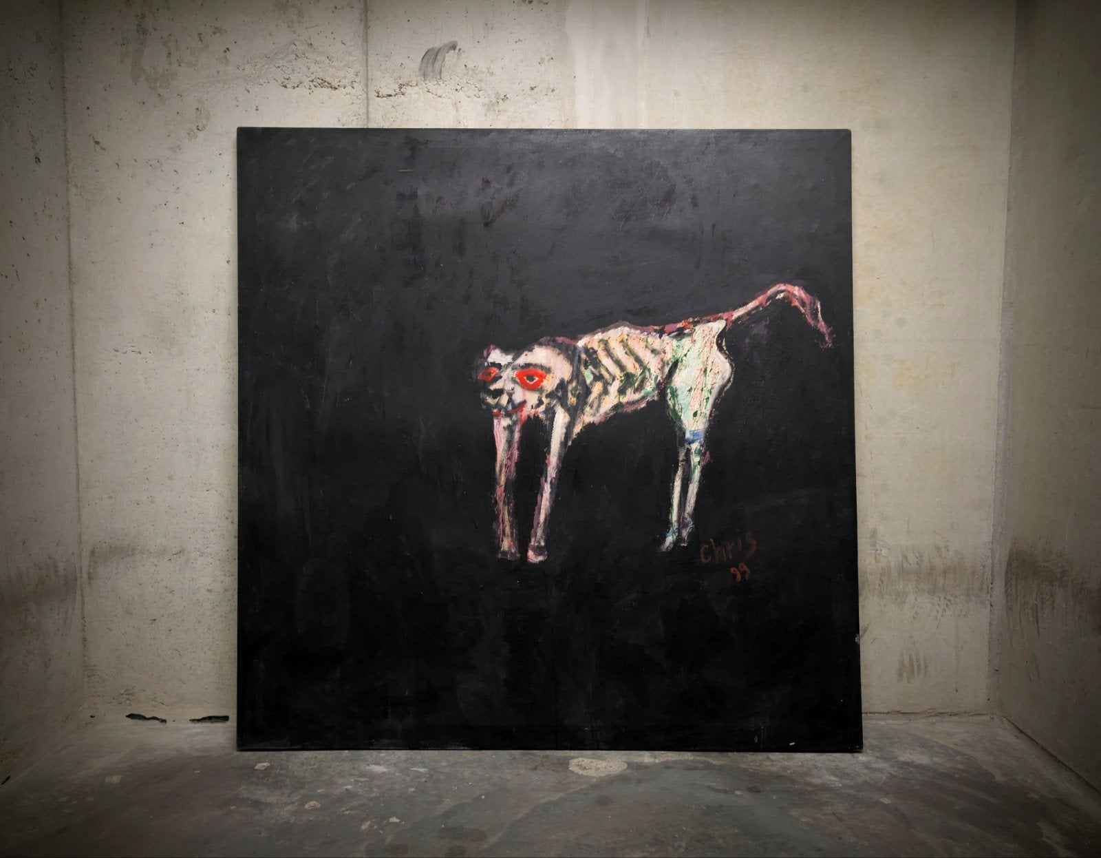 grand tableau moderne, Enlèvement, Signé, Animaux
