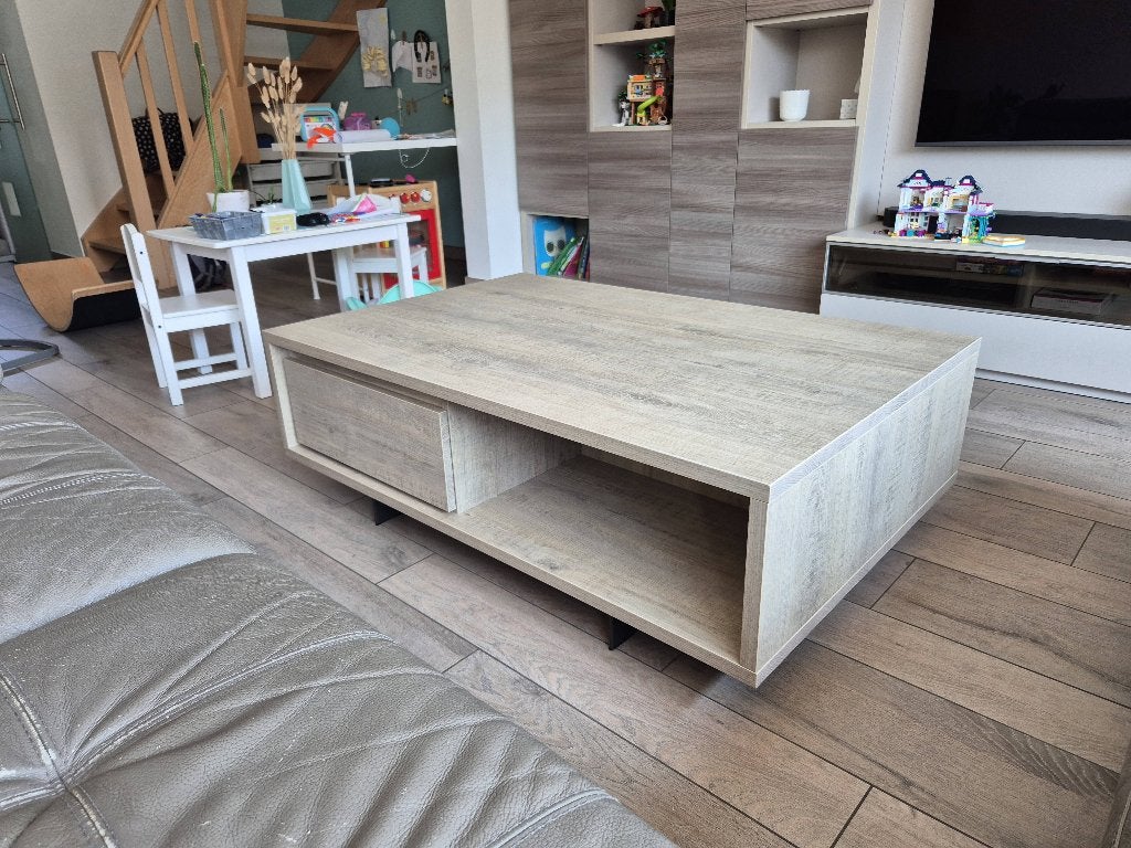 Salontafel (zo goed als nieuw), Huis en Inrichting, Ophalen, Industrieel - landelijk, 100 tot 150 cm, Eikenhout