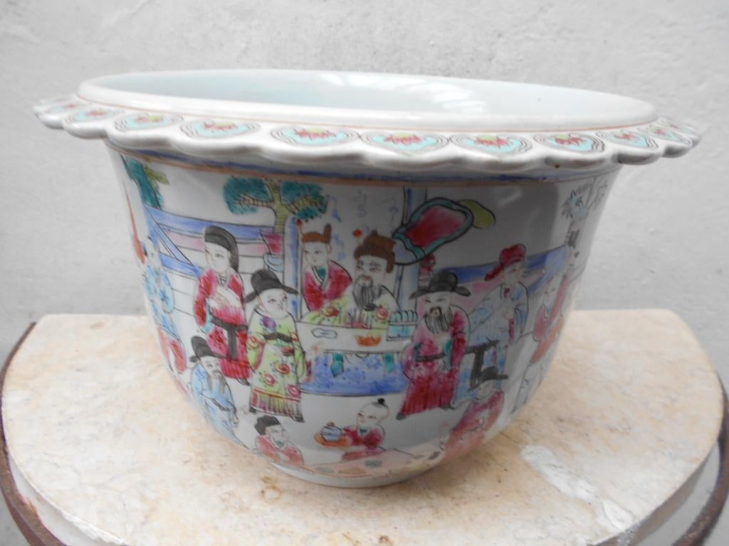 CHINESE cachepot  FAMILLE  ROSE, Ophalen of Verzenden