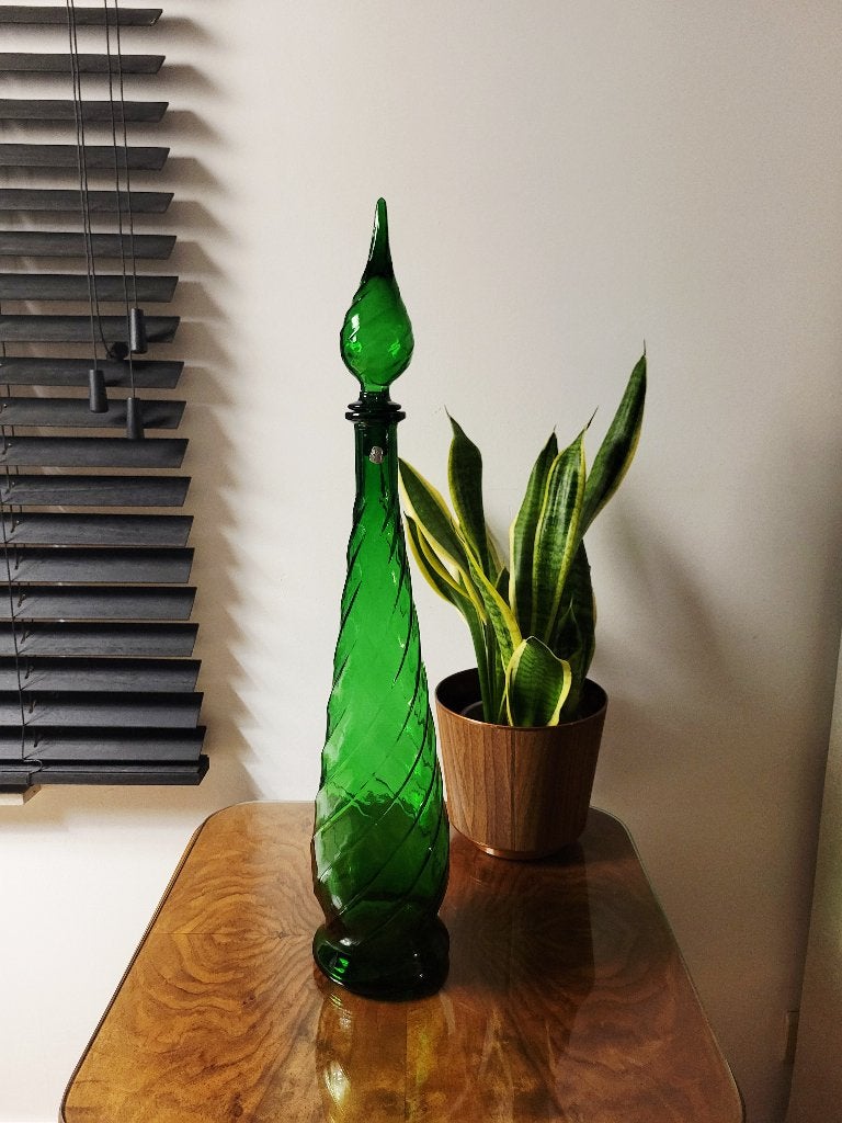 Carafe en verre Empoli, Italie, années 1960, 65 cm, Antiquités & Art, Enlèvement ou Envoi