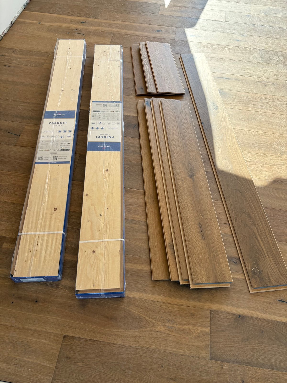Nieuwe parket Quickstep mosterd eik Cascada, Doe-het-zelf en Bouw, Ophalen, Nieuw, Hout, Parket