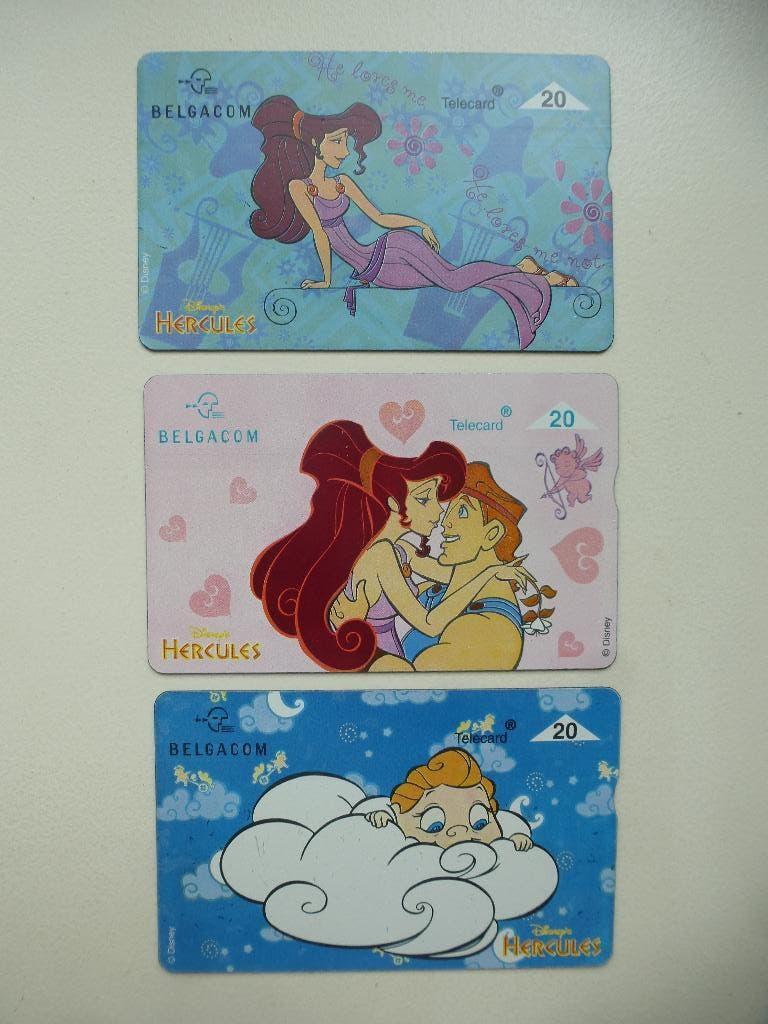 3 telefoonkaarten HERCULES DISNEY  Belgacom telecard, Ophalen of Verzenden