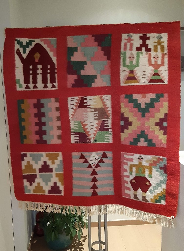 Handgeweven (wand)tapijt 98 x 102 cm, Huis en Inrichting, Stoffering | Tapijten en Vloerkleden, Ophalen of Verzenden, Zo goed als nieuw