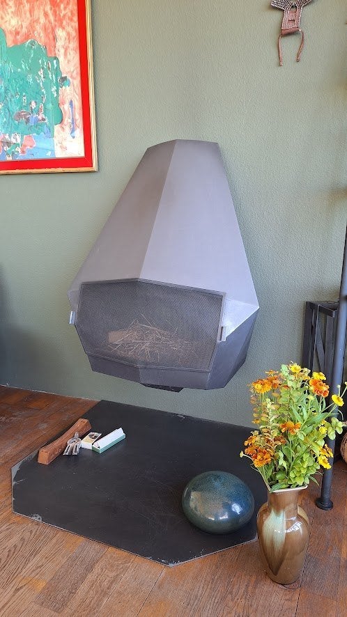 Vintage design open haard, merk Donbar, Ophalen, Gebruikt, Hangende haard, Houthaard