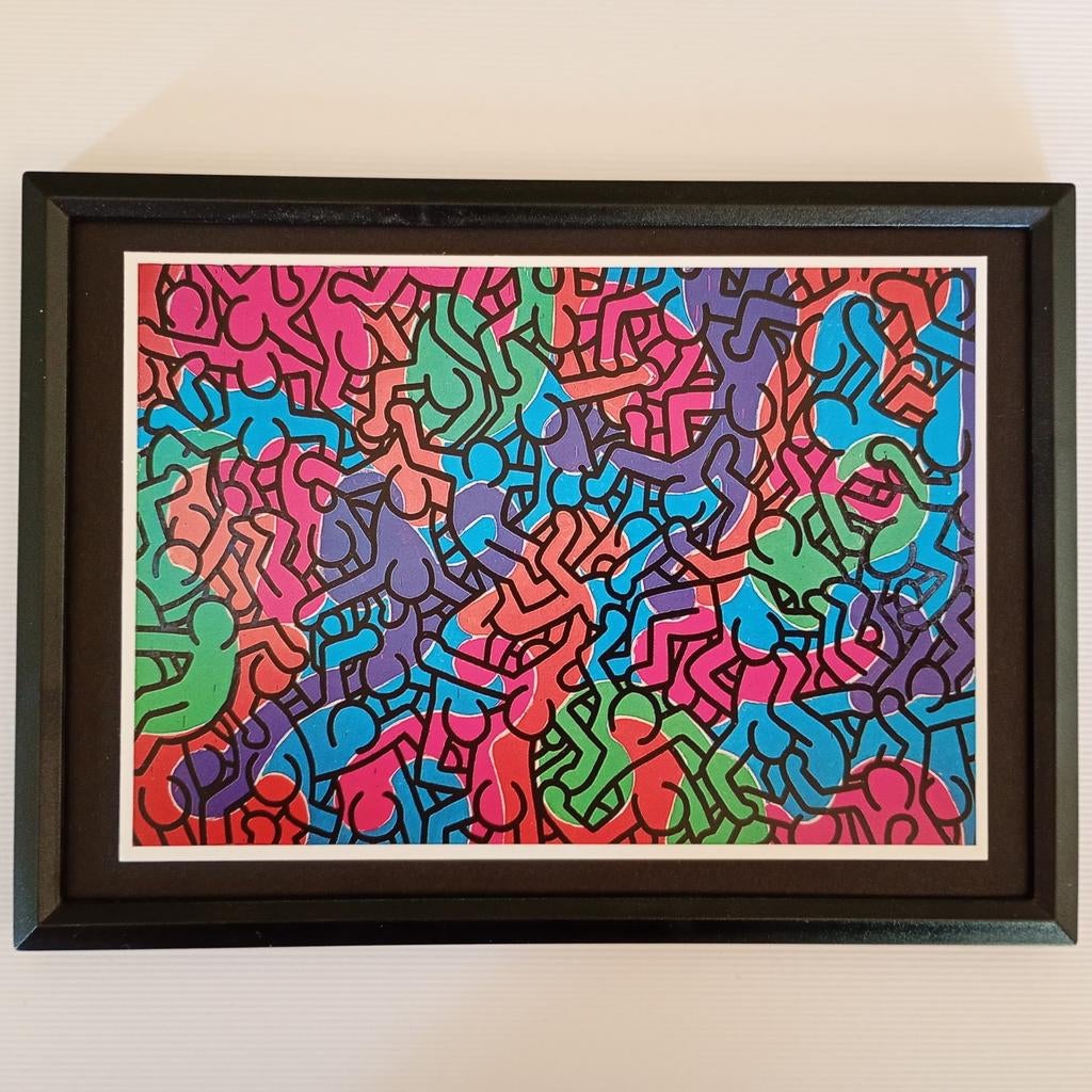 K. Haring Vrolijke mannetjes, Antiek en Kunst, Kunst | Schilderijen | Abstract, Ophalen of Verzenden