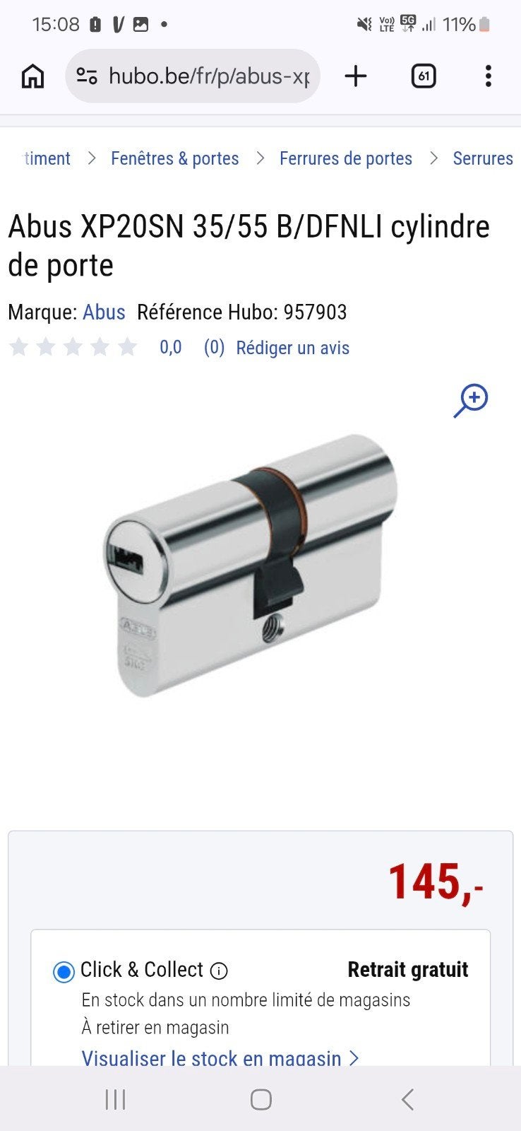 ABUS Cylindre profilé XP20SN 35/55 avec carte de sécurité et