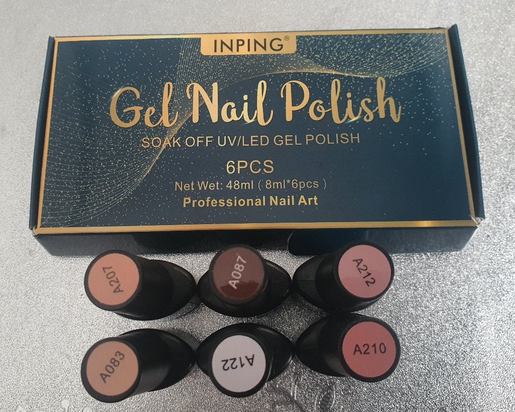 Nieuw in doos: INPING Gel Nail Polish Set (6 stuks gellak), Overige kleuren, Verzenden, Nieuw, Handen en Nagels
