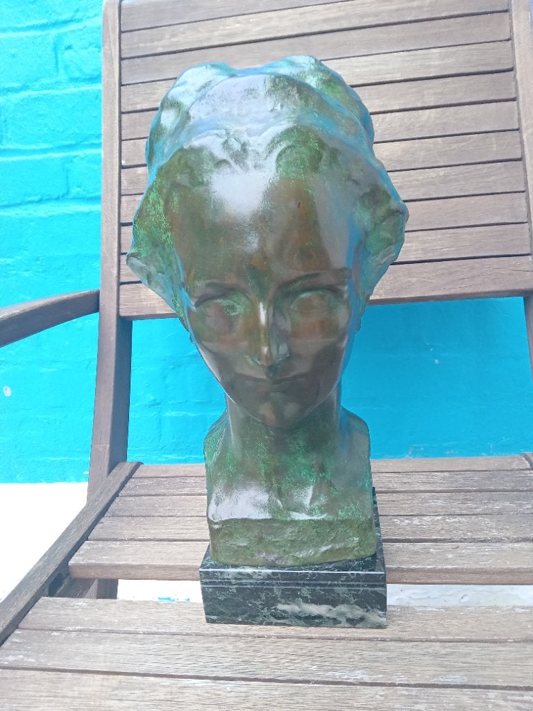 Buste de femme en bronze., Antiquités & Art, Enlèvement, Bronze