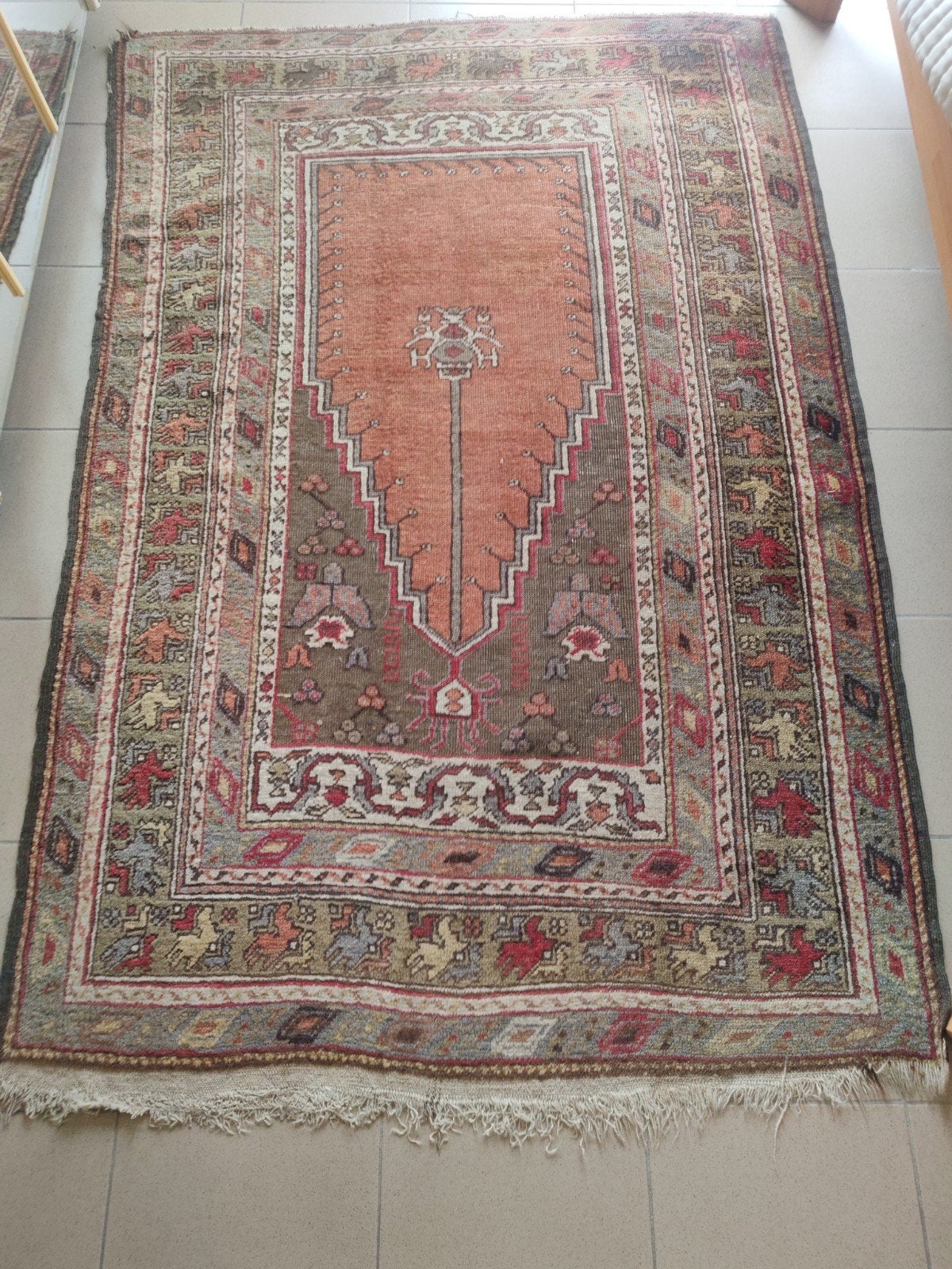 Vintage handgeknoopt Oosters tapijt / Anatolisch tapijt, Antiek en Kunst, Ophalen