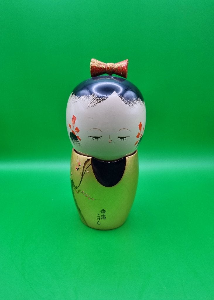 Magnifique Kokeshi « Yume » de Kusuyama, 16 cm, Enlèvement ou Envoi, Bois, Poupée