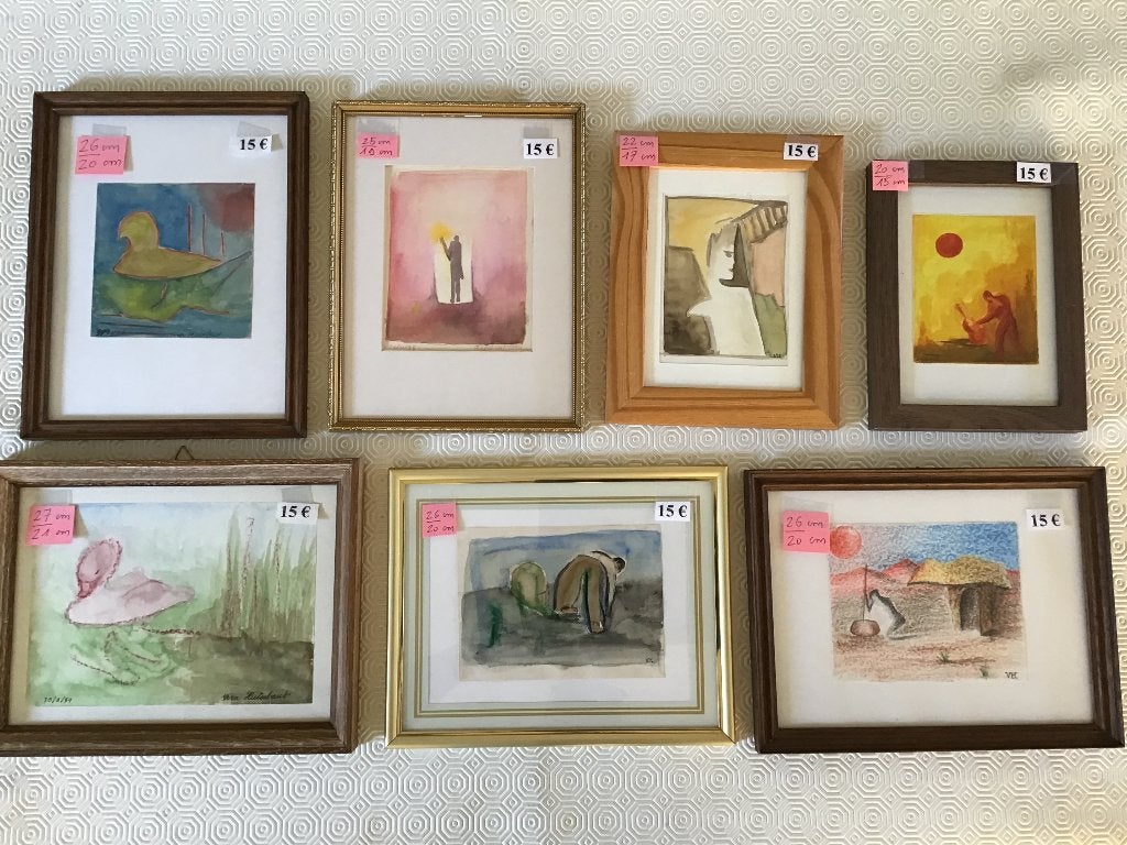 7 magnifiques aquarelles pour 15 euros chacune, Enlèvement ou Envoi