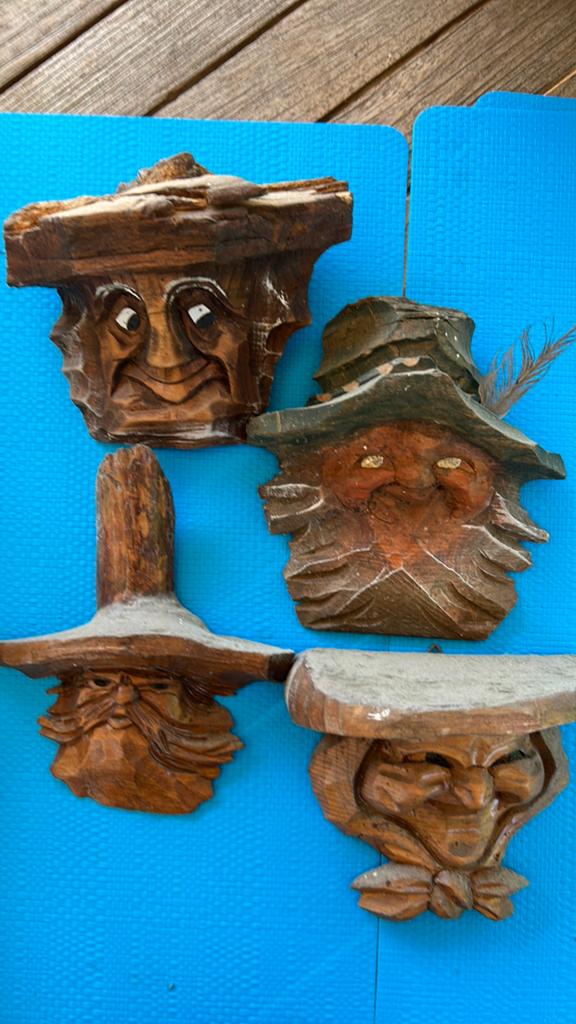 5 Schwardswald houtsnijwerkjes uit de jaren ‘60, Antiek en Kunst, Ophalen of Verzenden