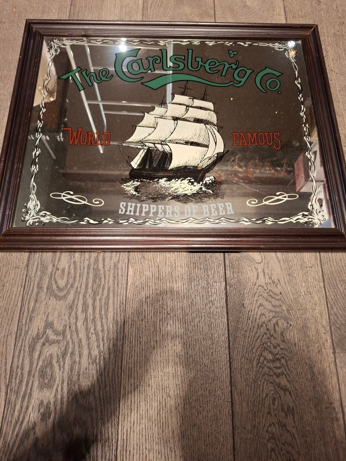 the carlsberg co spiegel, Antiek en Kunst, Ophalen, Rechthoekig, 50 tot 100 cm, Minder dan 100 cm