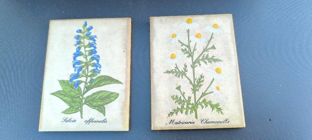 2 petits carrelage avec fleurs 10/7. Cm, Enlèvement ou Envoi, Comme neuf, Moins de 20 cm, Moins de 20 cm