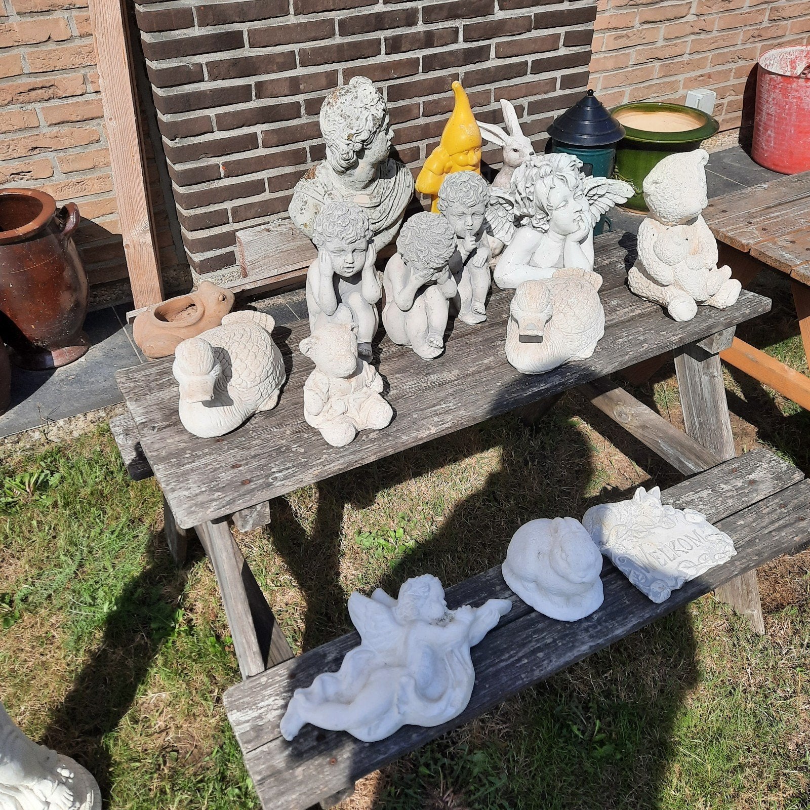 Tuinbeelden in beton , dieren , zon , horen - zien - zwijgen, Ophalen of Verzenden, Zo goed als nieuw, Dier