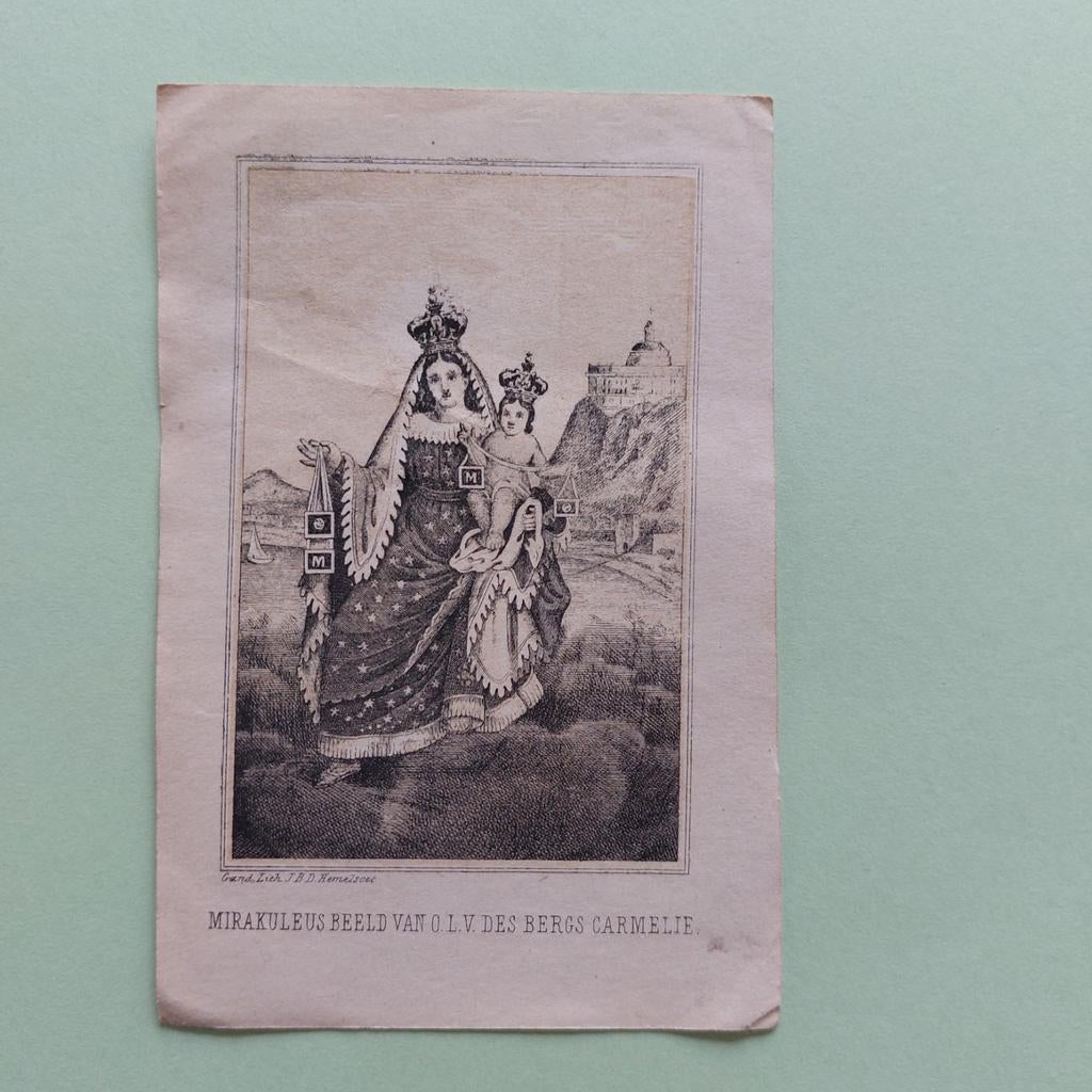 Oud bidprentje : OLVrouw des Bergs Carmelie, Verzamelen, Bidprentjes en Rouwkaarten, Ophalen of Verzenden, Bidprentje