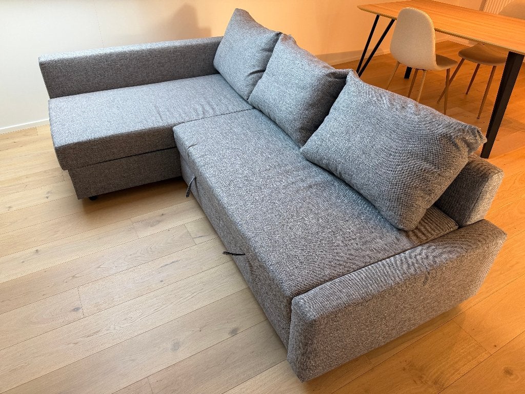 Hoekslaapbank met opberger - Sofa bed, Ophalen, Tweepersoons, 190 cm of minder, Zo goed als nieuw