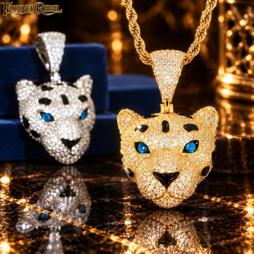 Panthera Noir - 925 Zilver met VVS moissanite, Neuf, Avec pierre précieuse, Animal, Argent