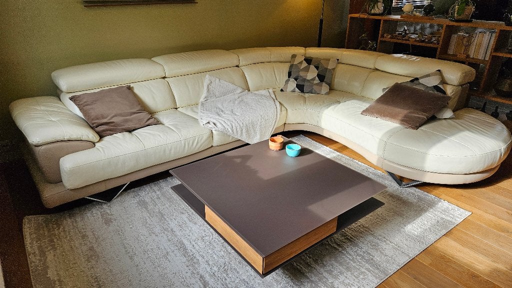 Un fauteuil d'angle en cuir italien, 125 cm ou plus, Italien moderne, Comme neuf, Enlèvement