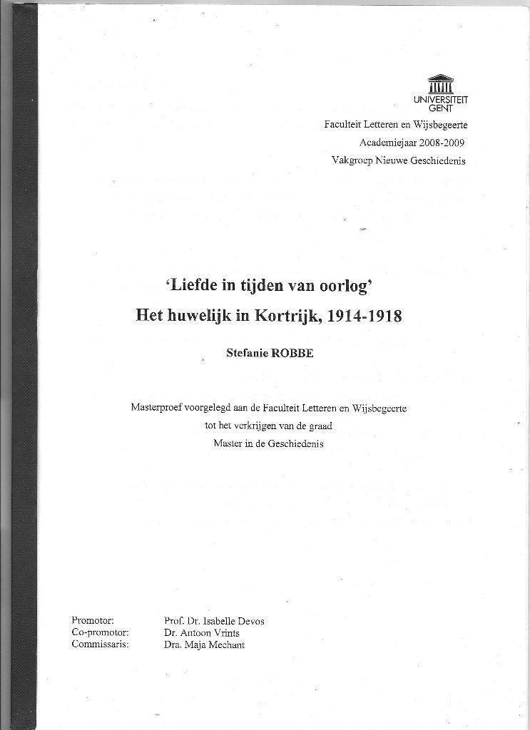 liefde in kortrijk tijdens WOI, Boeken, Ophalen of Verzenden