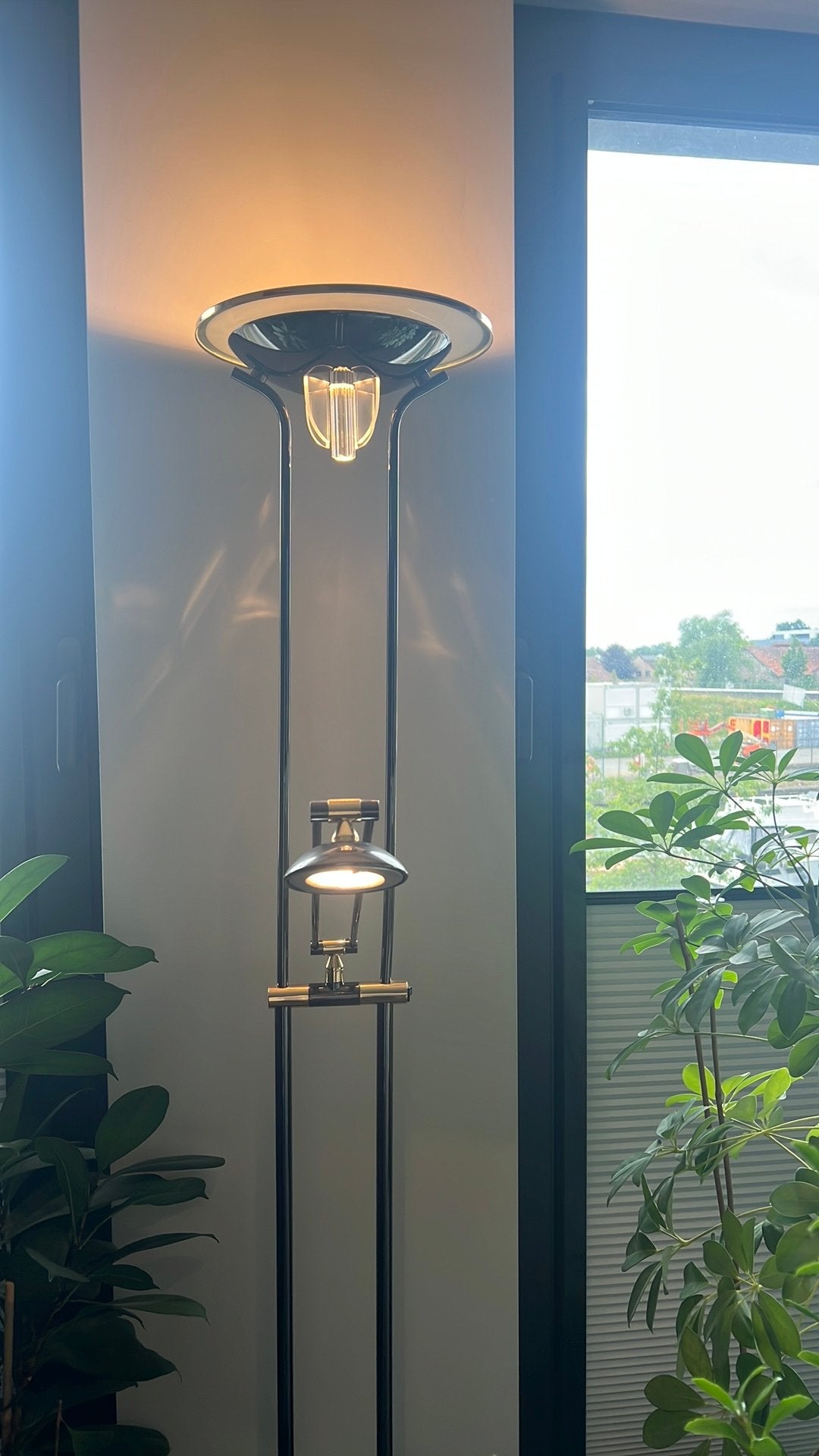 Vintage design uplighter met leeslamp, Ophalen, Zo goed als nieuw, 200 cm of meer
