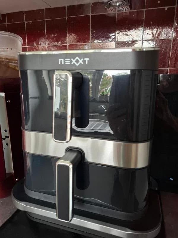 Nieuwe dubbele airfryer met pizzalade NEXXT, Autres types, Enlèvement, Neuf, Noir