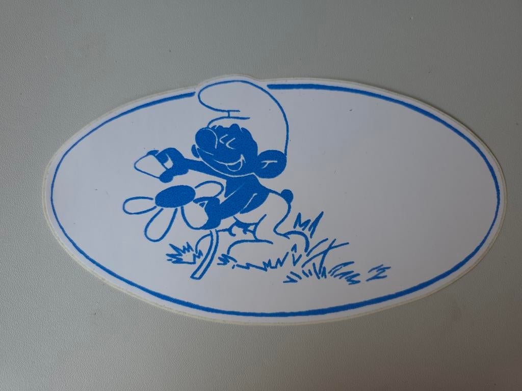 Grand autocollant Schtroumpf avec fleur, Envoi, Comme neuf, Autres Schtroumpfs, Autres types