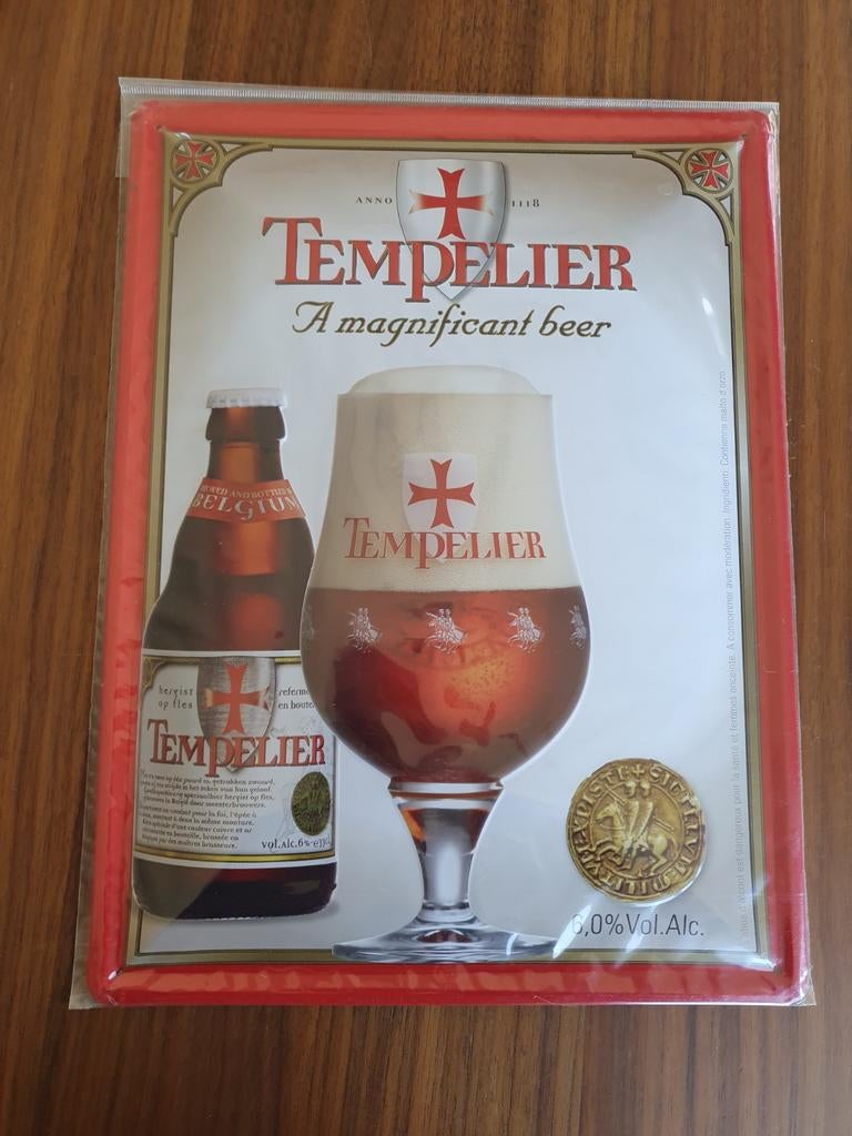 Panneau d'affichage en métal - Templier -, Collections, Marques de bière, Comme neuf, Panneau, Plaque ou Plaquette publicitaire