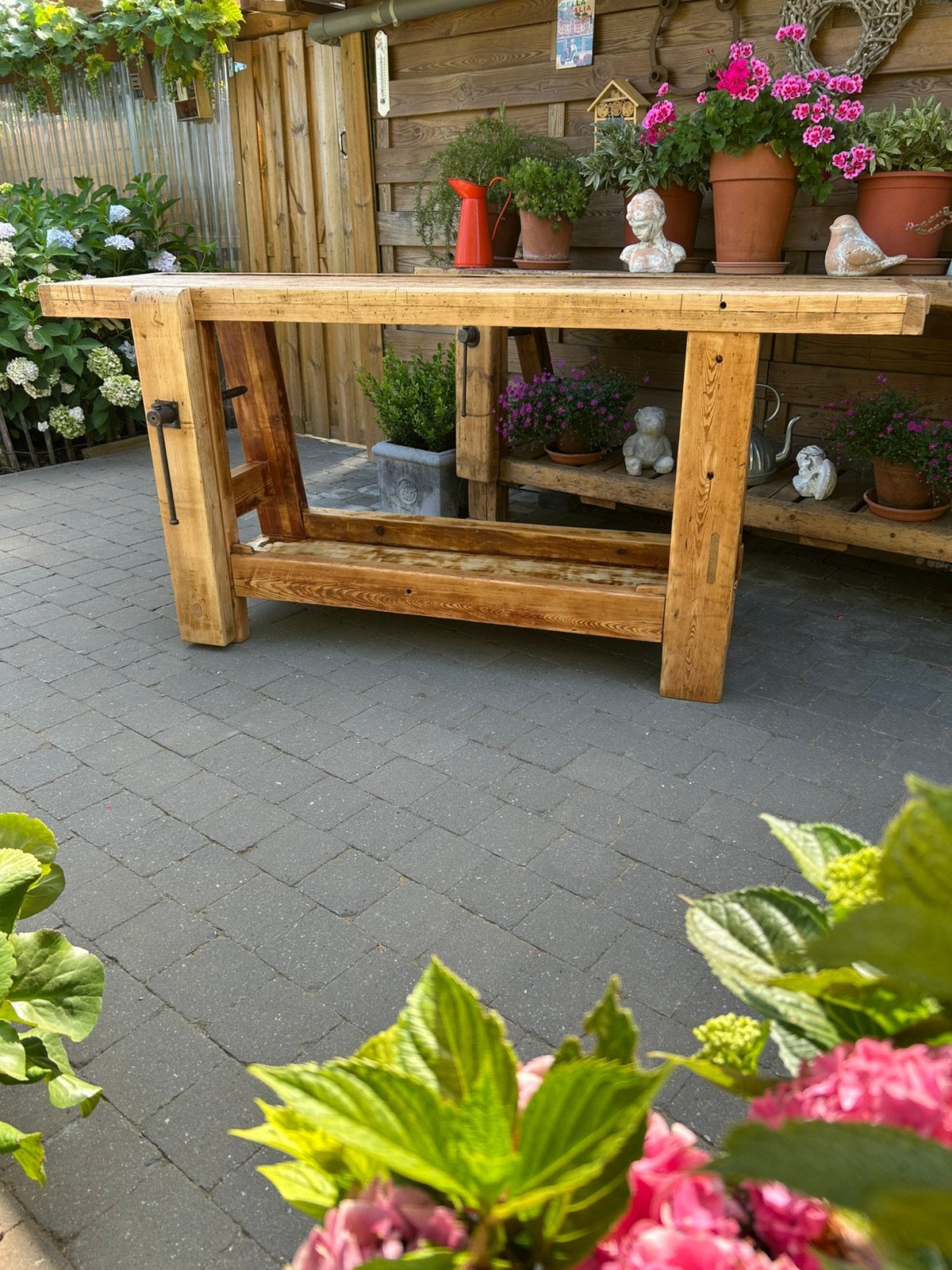 Oude werkbank 2m6cm hoogte 93cm breedte 54cm v, Tuin en Terras, Ophalen, Zo goed als nieuw