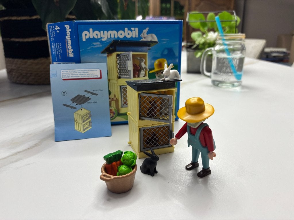 Playmobil 4491 Fermier, lapins et clapiers, Comme neuf, Country, Figurines, Kit complet