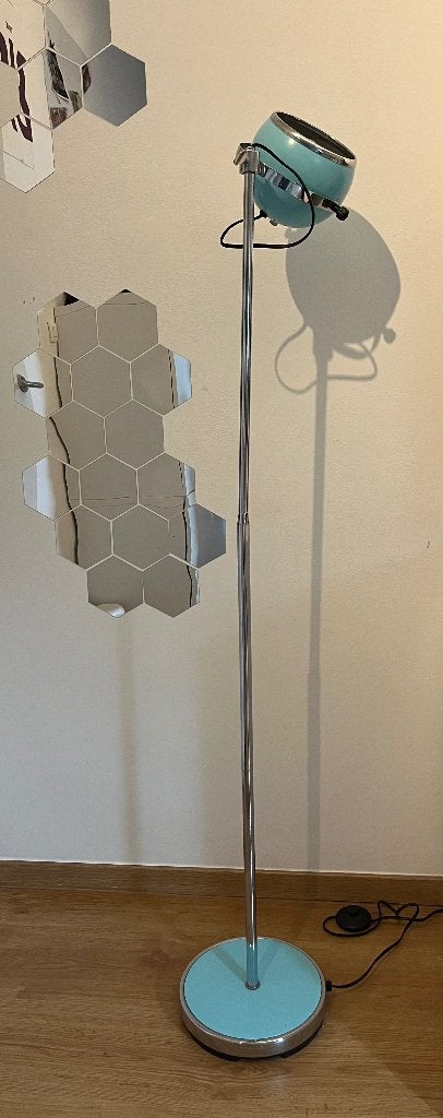 Lamp vintage blauw, Ophalen, Gebruikt, Metaal, 100 tot 150 cm
