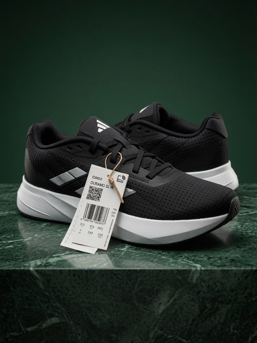 Adidas Duramo SL W Zwart/Wit Maat EU38 2/3 Nieuw, Adidas, Hardloopschoenen, Nieuw, Ophalen of Verzenden