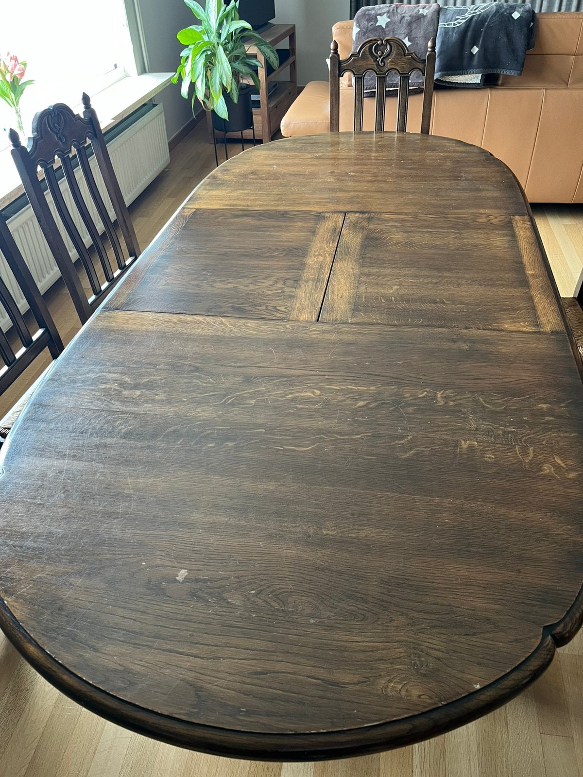 Table à manger extensible en chêne massif., Enlèvement, Utilisé