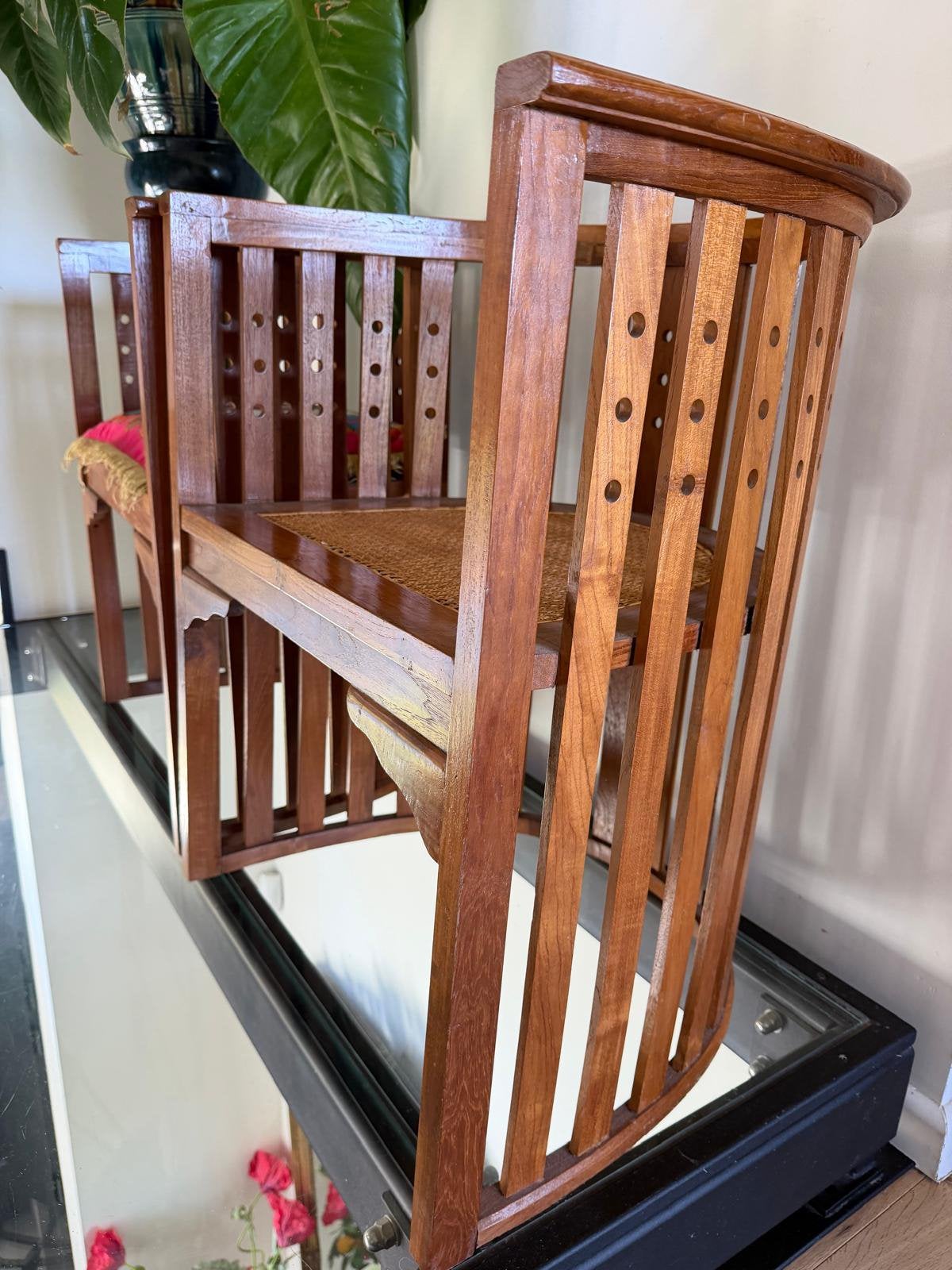 vintage Hoffmann stoelen – hout & rotan 4pc, Maison & Meubles, Enlèvement, Utilisé