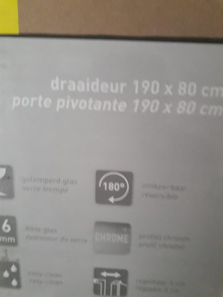 Douchedeur glas 190 x 80 cm – nieuw in doos, Doe-het-zelf en Bouw, Ophalen, Zo goed als nieuw, Glas