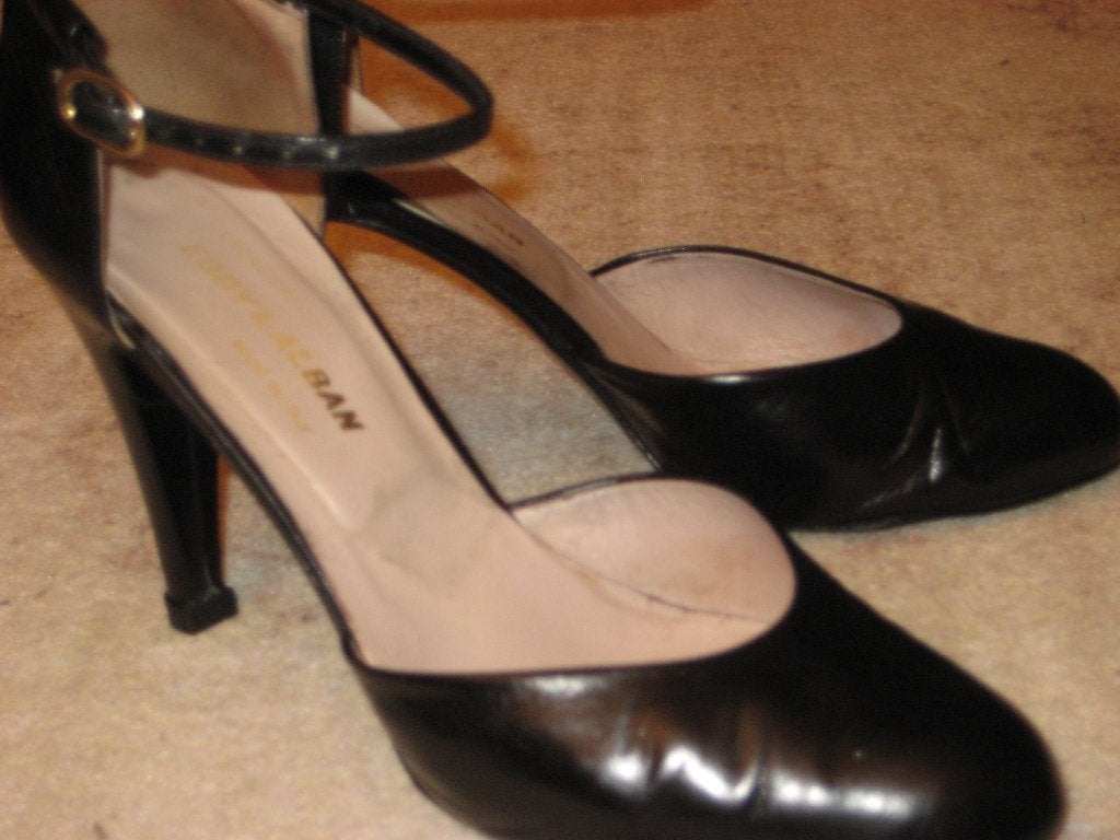 Zwarte Pumps met enkelriempje - maat 38 ½, Made in Italy, Pumps, Zwart, Ophalen of Verzenden