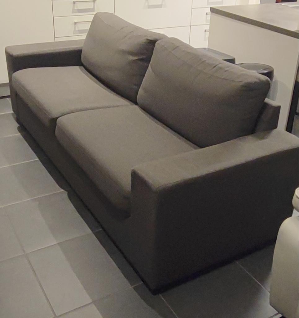 2-zit zetel antraciet, Huis en Inrichting, Gebruikt, Tweepersoons, 75 tot 100 cm, Rechte bank