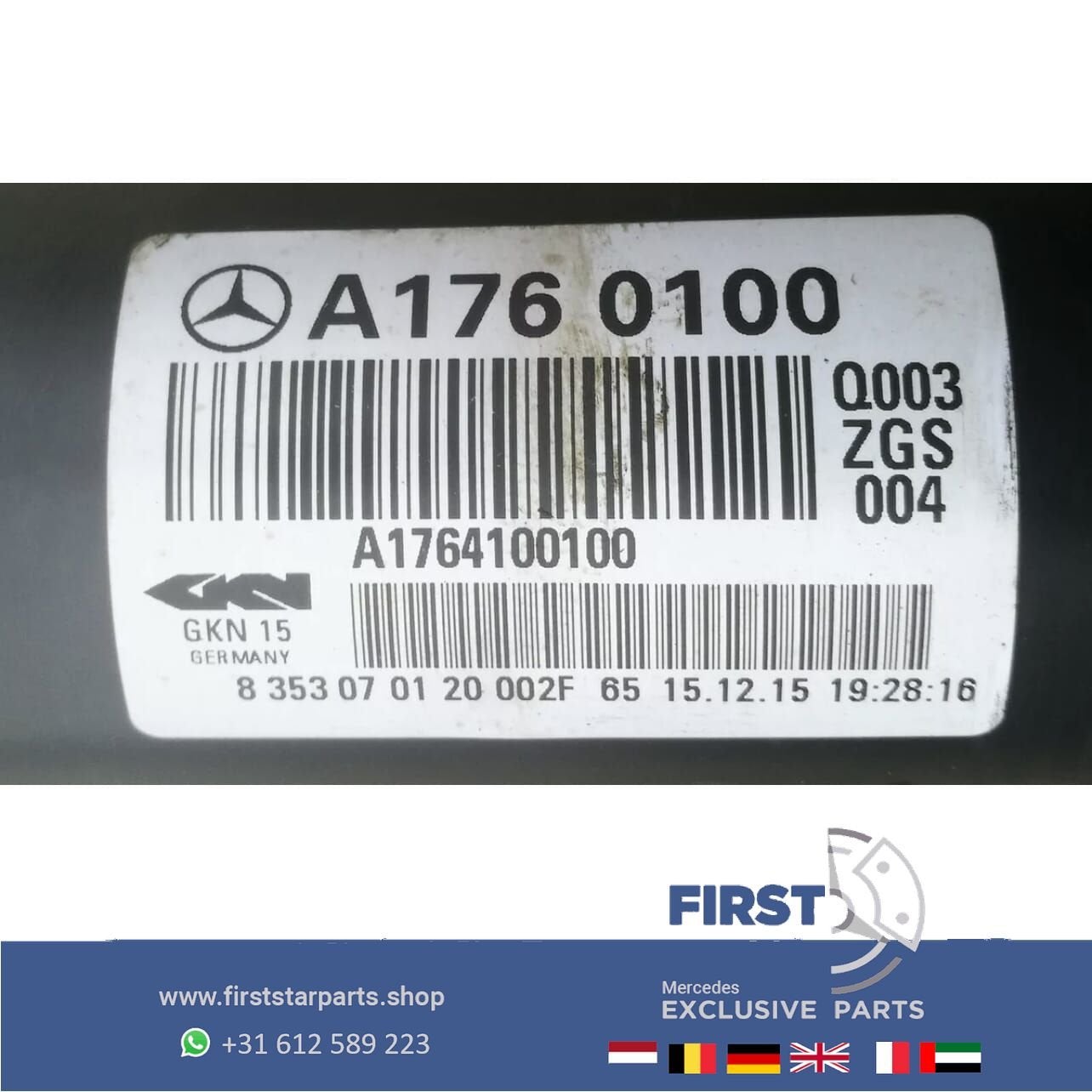 A1760100 TRANSMISSIE CARDANAS CARDAN COMPLEET Mercedes A KLA, Utilisé, -, -, Enlèvement ou Envoi