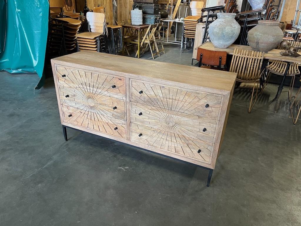 Uniek Nieuw Dressoir IBiza/Boho met de hand uitgesneden, Met deur(en), 150 tot 200 cm, Nieuw, Minder dan 100 cm