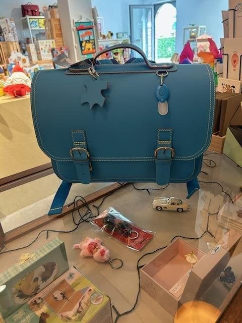 Lederen kinderboekentas - NIEUW - Own Stuff, Neuf, Cuir, Enlèvement, Bleu