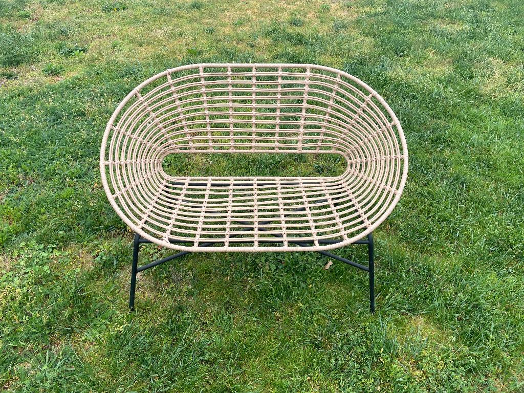 Rotan tuinbank - kunststof, Tuin en Terras, Ophalen, Zo goed als nieuw, Kunststof