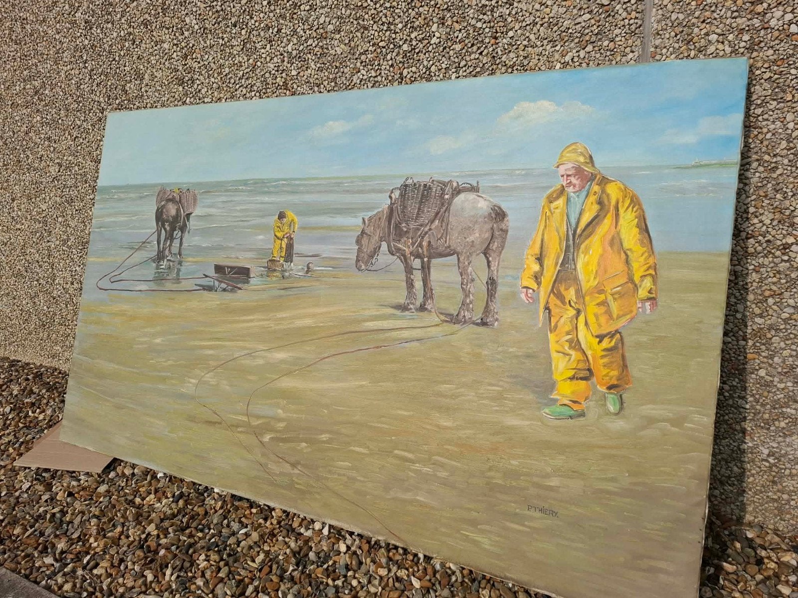 Oude  schilderij op doek de oude bekende mong Vanbillenmong, Enlèvement