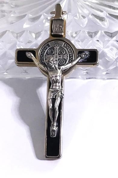 Hanger Kruis St.Benedictus  Exorcisme zilver antiek🙏😎, Ophalen of Verzenden