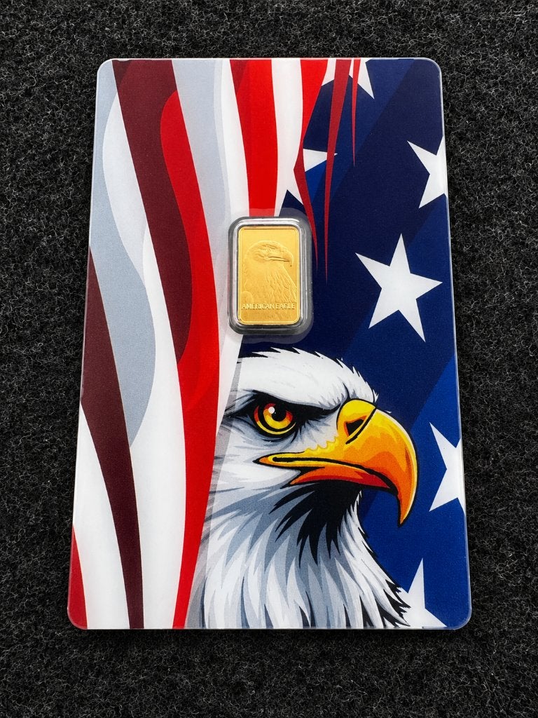 Pamp 1 gram gouden baar American Eagle 999.9, Ophalen of Verzenden, Goud