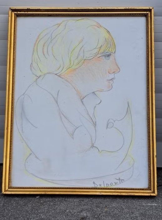dessin celine signe charles delporte, Antiquités & Art, Enlèvement ou Envoi, Dessin