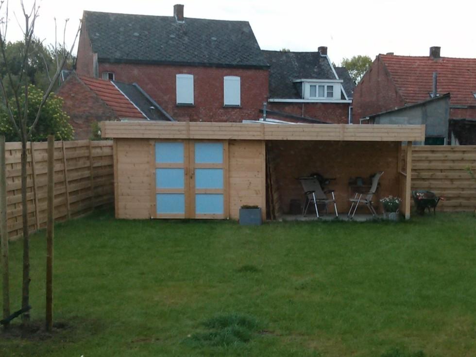 Gratis houten tuinhuis met overkapping zelf afbreken&afhalen, Ophalen, Tuinhuis, Zonder ramen, 500 cm of meer
