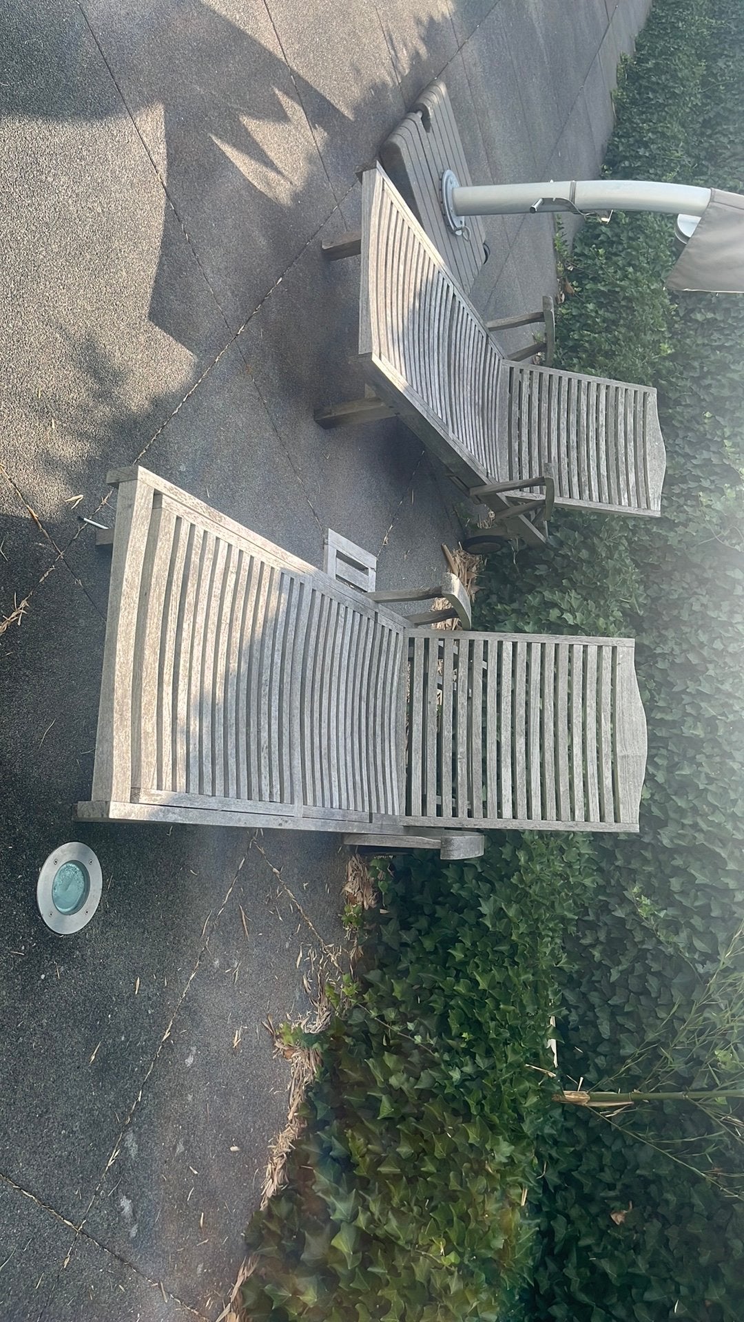 2 houten verstelbare ligbedden / ligstoelen teak, Tuin en Terras, Ophalen, Zo goed als nieuw