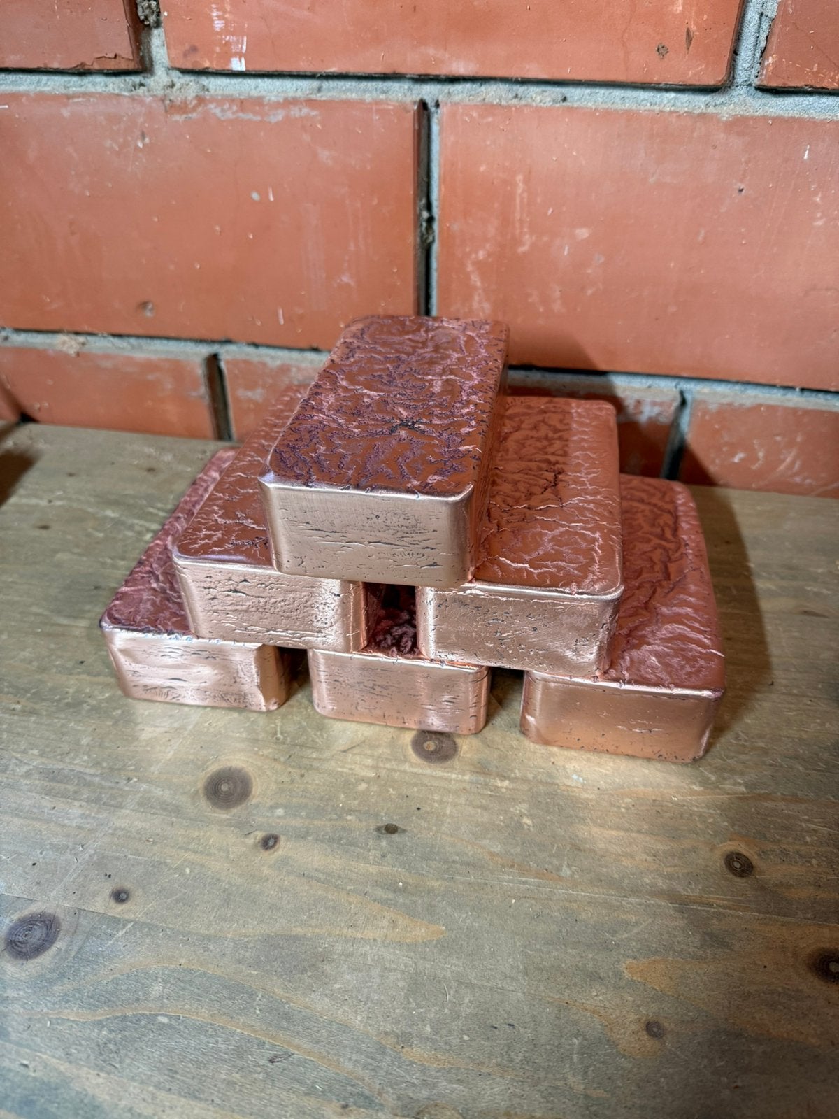 Handgegoten roodkoper baren 4,3 - 4,5kg, Ophalen