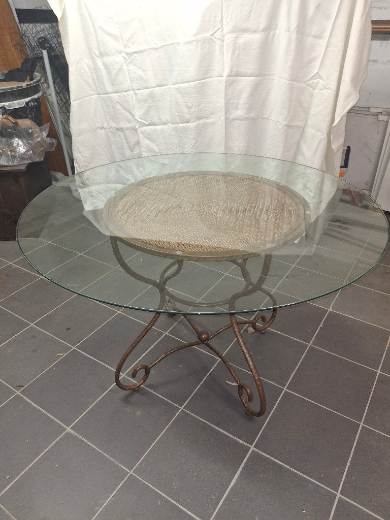 table  verre et fer forgé, Comptemporain, 100 à 150 cm, Quatre personnes, Verre