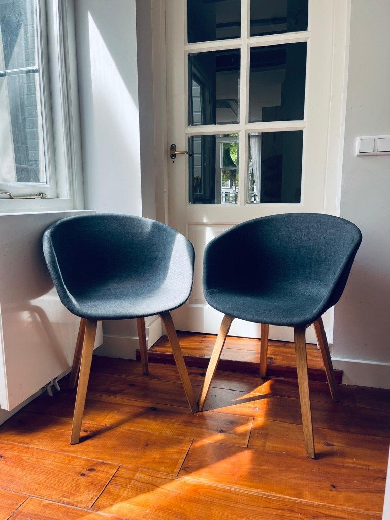 Set of 2 HAY About A Chair bucket chairs with seat cushions, Gris, Enlèvement ou Envoi, Comme neuf, Deux